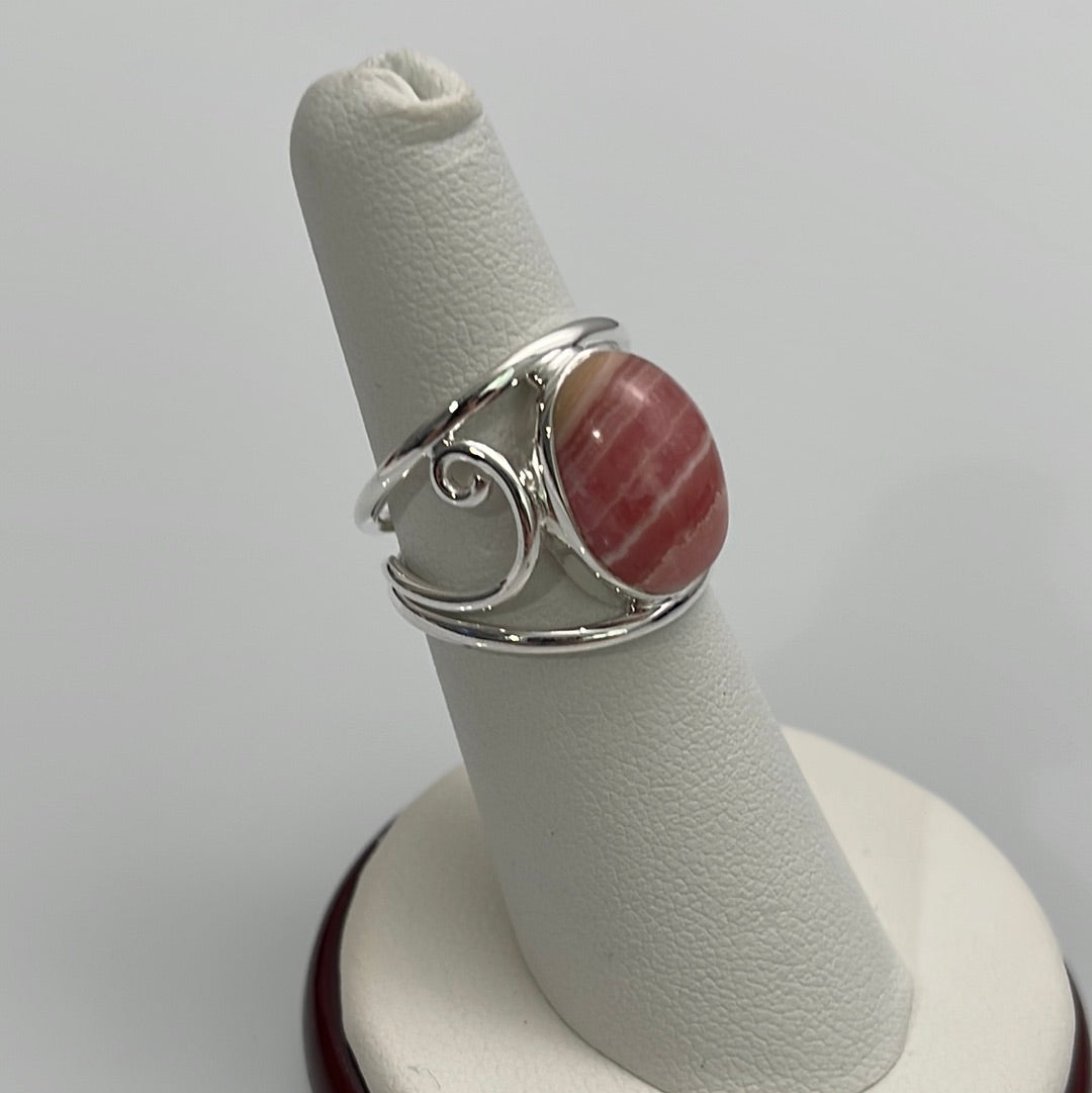 Rhodochrosite Curly Q Ring Sizes 5-12