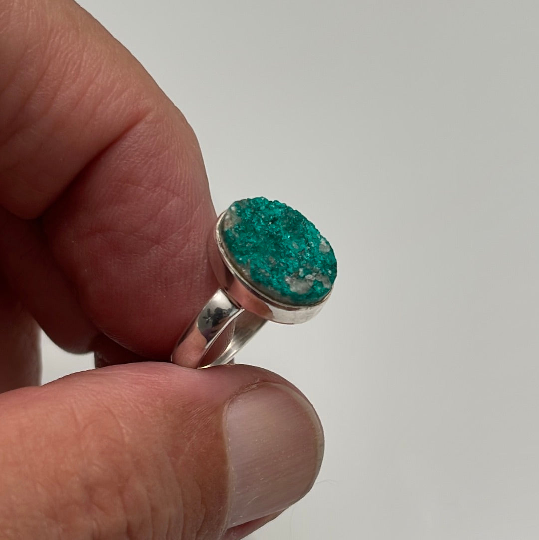 Dioptase Druzy Ring sz 7