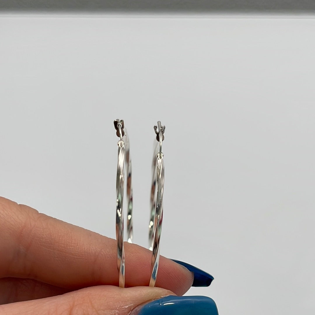 Medium Italian Sterling Silver Twist Hoop Earrings