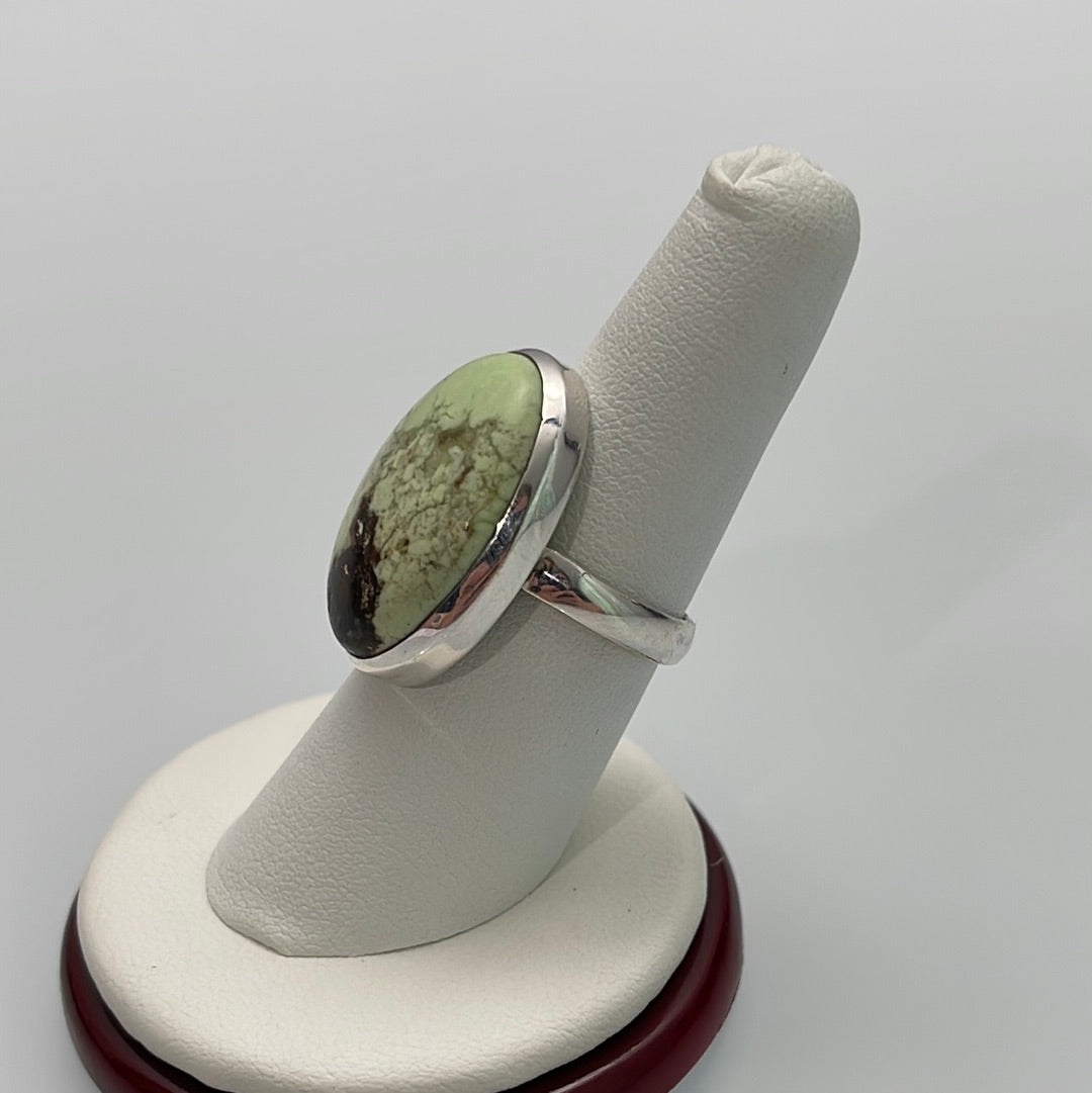 Citron Chrysoprase Bezel Set Ring Size 8.5