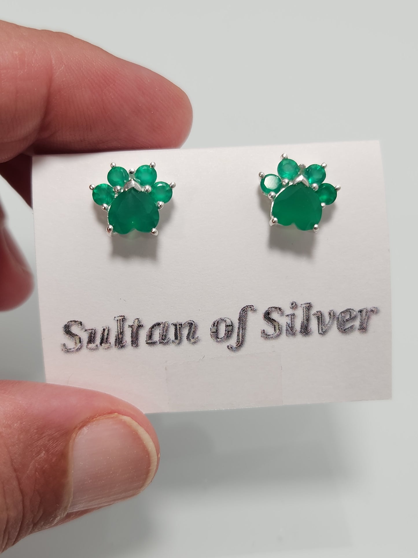 Green Onyx Studs Paws