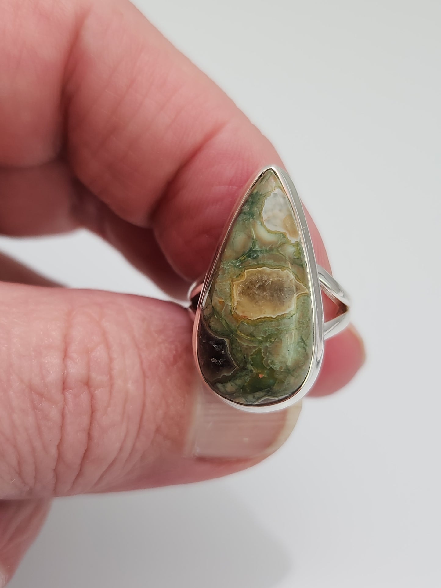 Rainforest Rhyolite Ring sz 7
