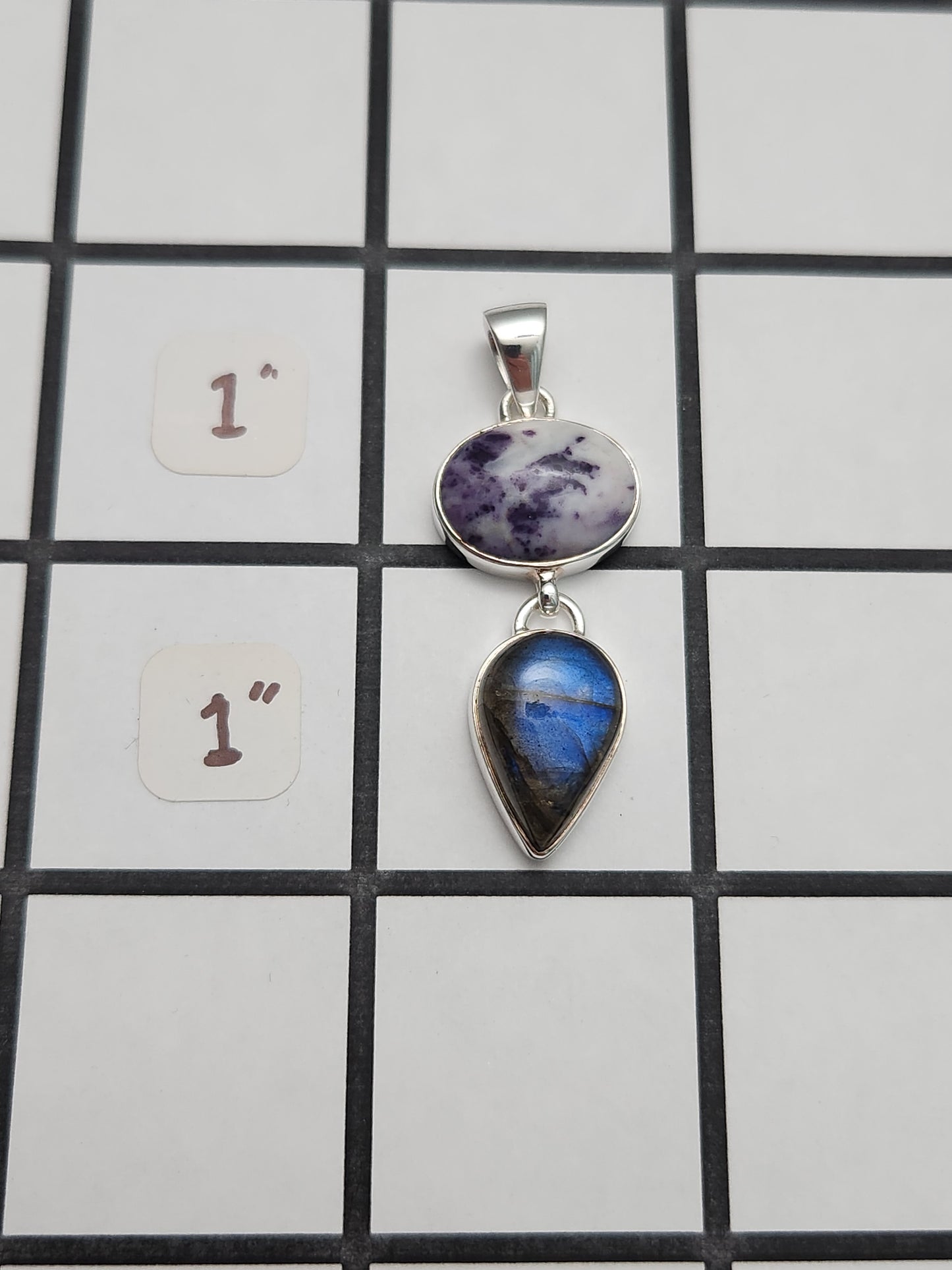 Flame Opal with Labradorite Pendant