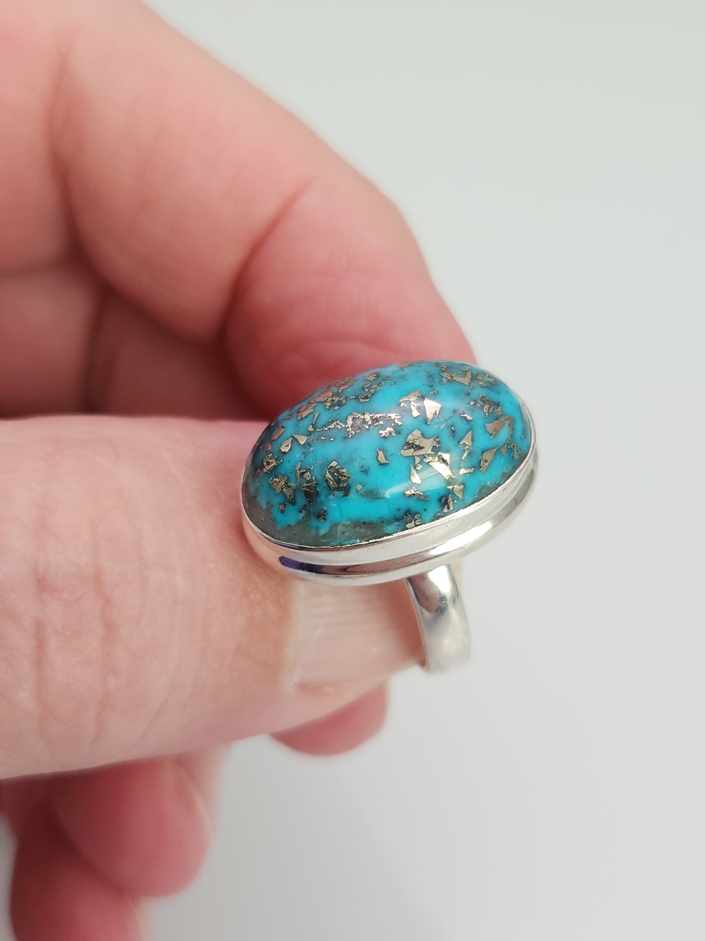 Turquoise with Pyrite Inclusions Ring sz 7.5