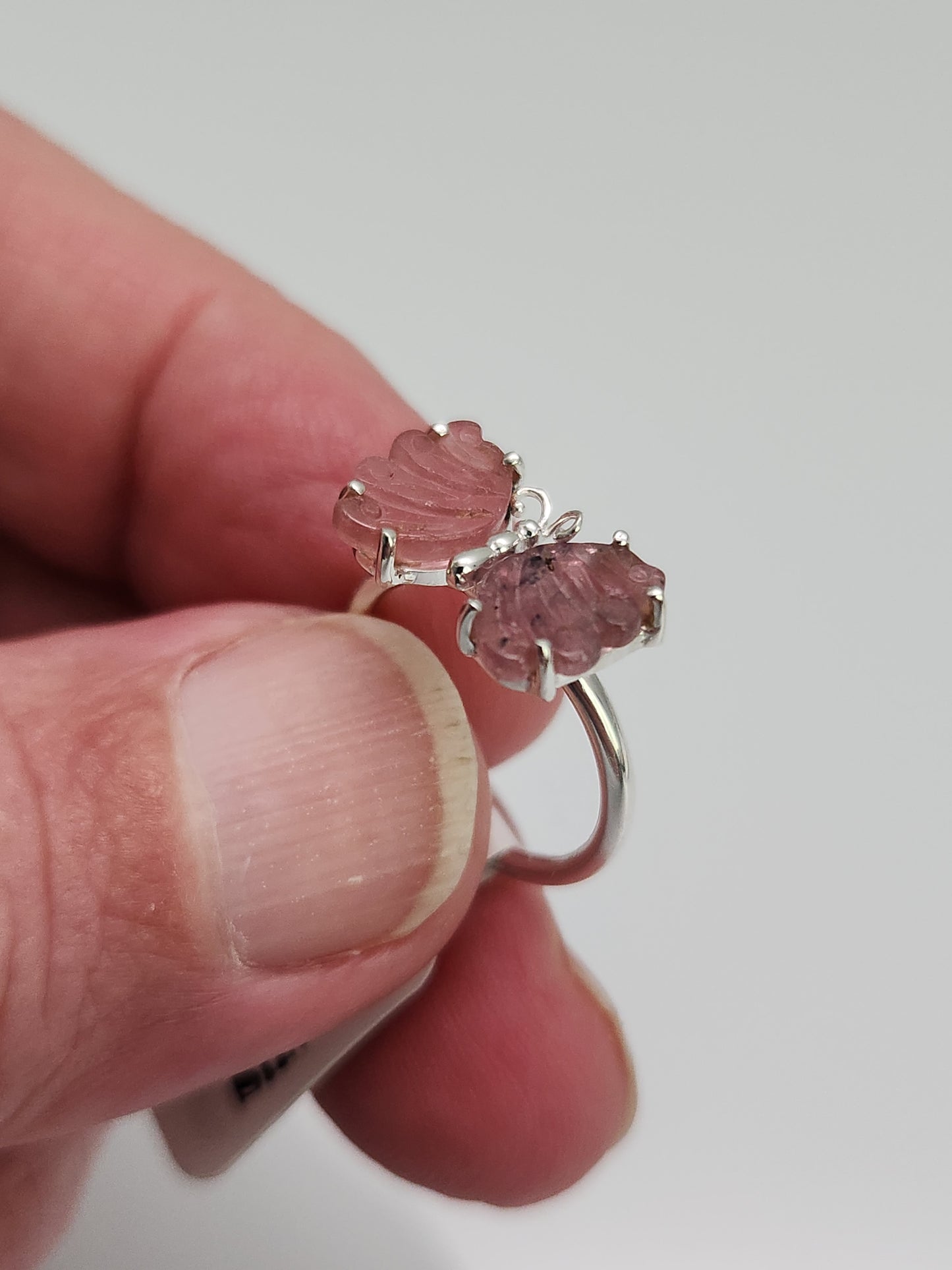 Pink Tourmaline Butterfly Ring sz 5