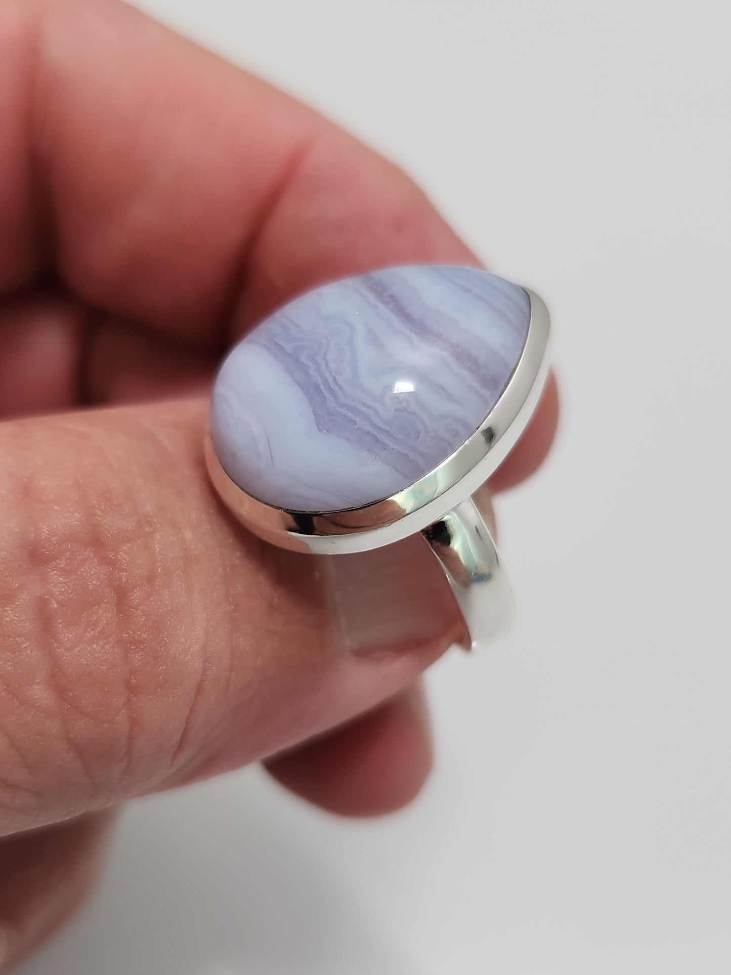 Blue Lace Agate Ring sz 10