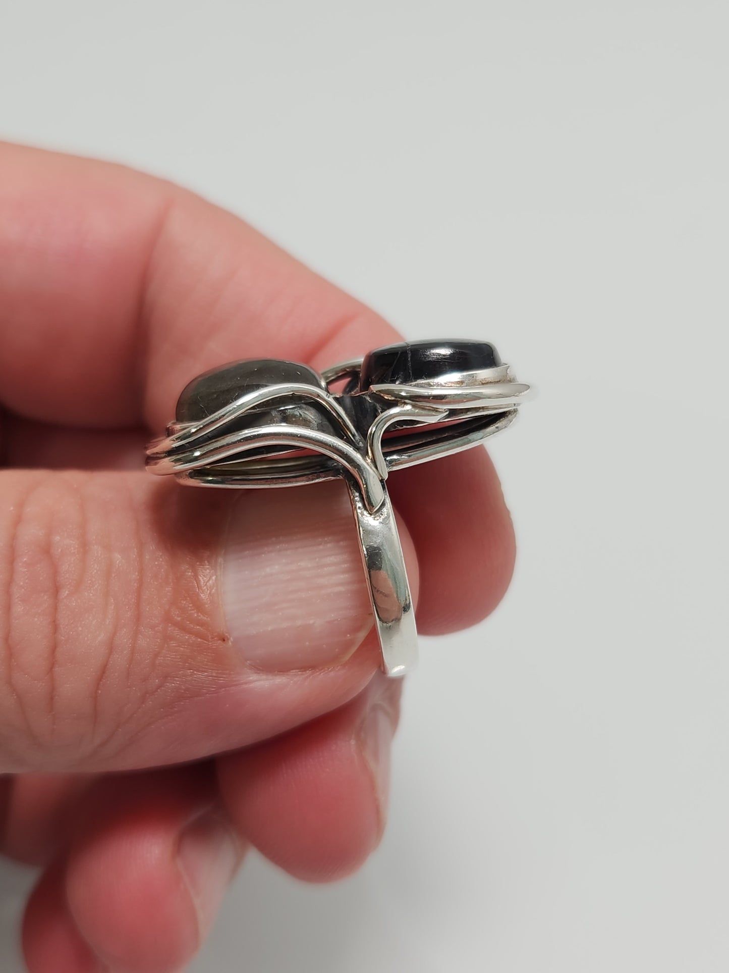 Labradorite & Blue Tiger Eye Ring sz 6