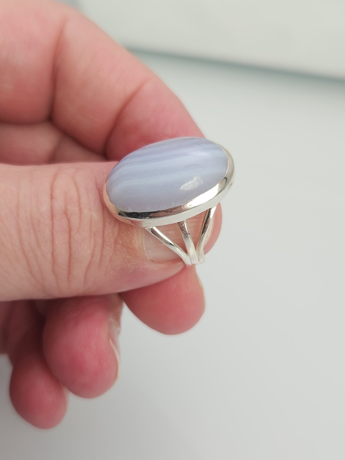 Blue Lace Agate Ring sz 8.5