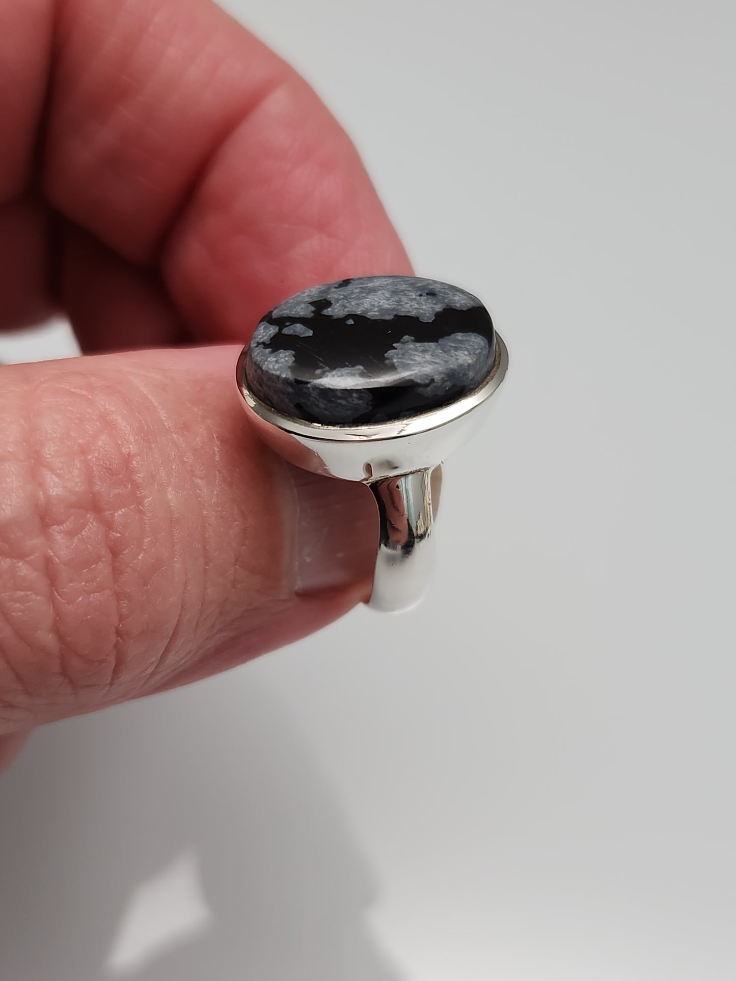 Snowflake Obsidian Ring sz 8