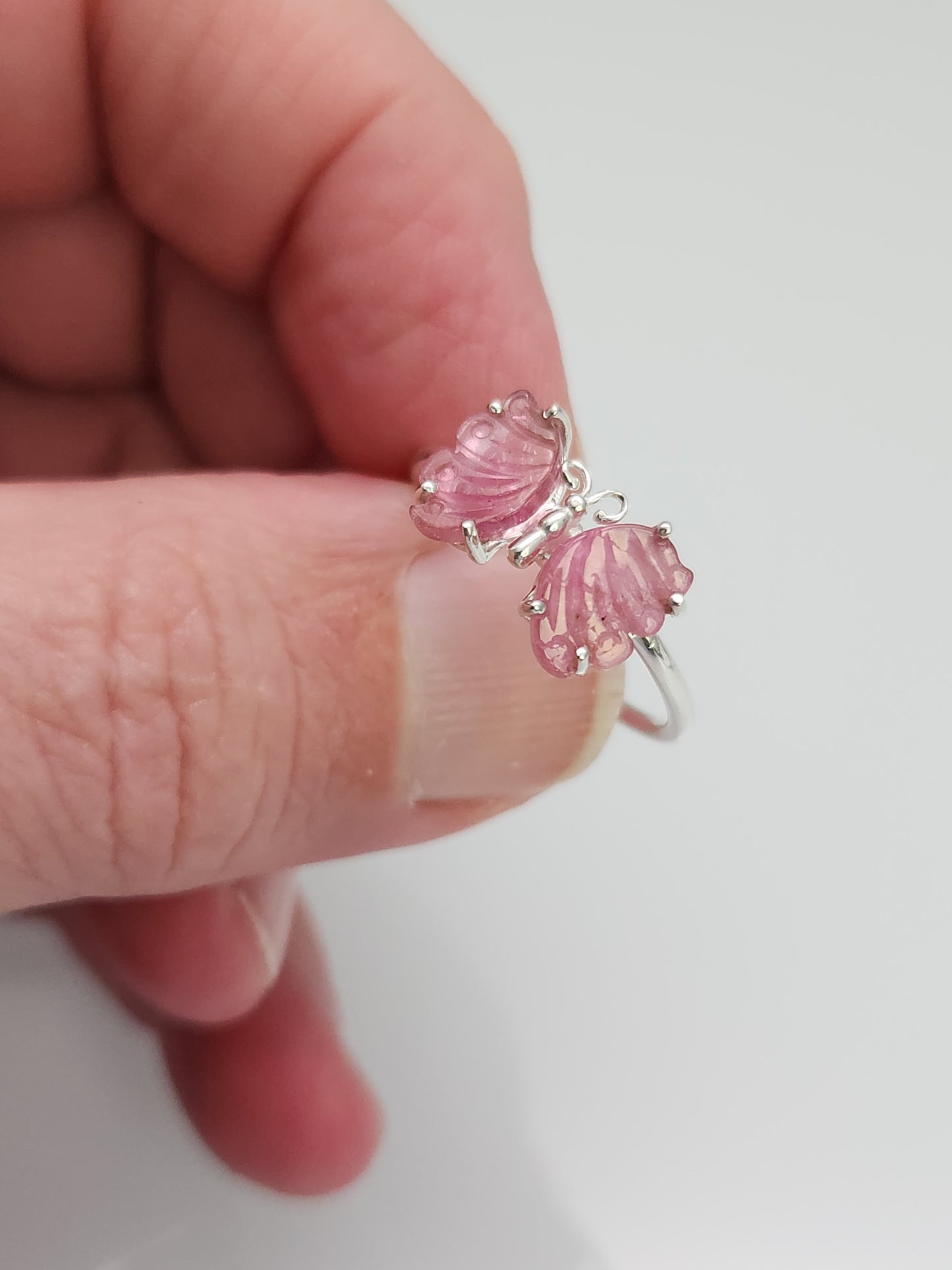 Pink Tourmaline Butterfly Ring sz 11