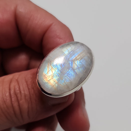 Rainbow Moonstone Ring Size 6