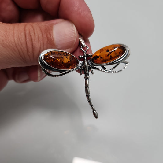 Dragonfly Amber Pendant