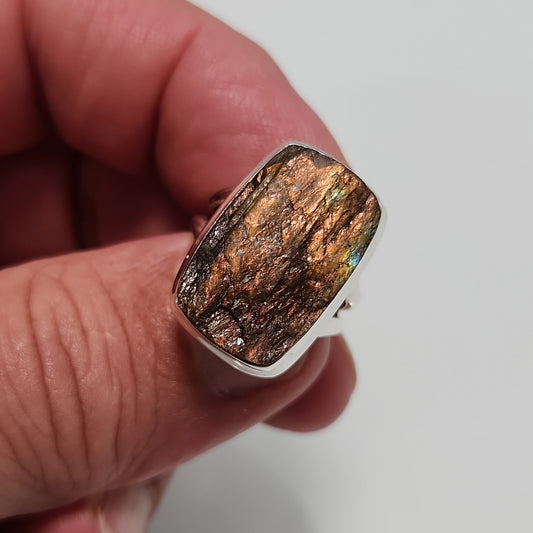 Raw Labradorite Ring sz 6.5
