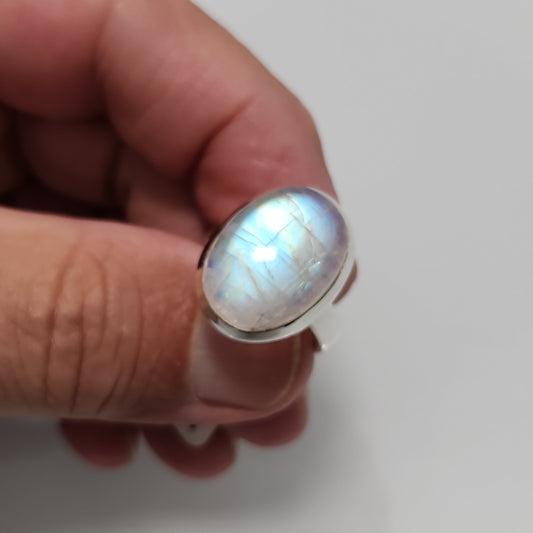 Rainbow Moonstone Ring sz 8