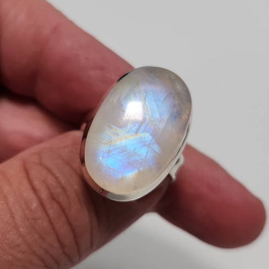 Rainbow Moonstone Ring sz 11