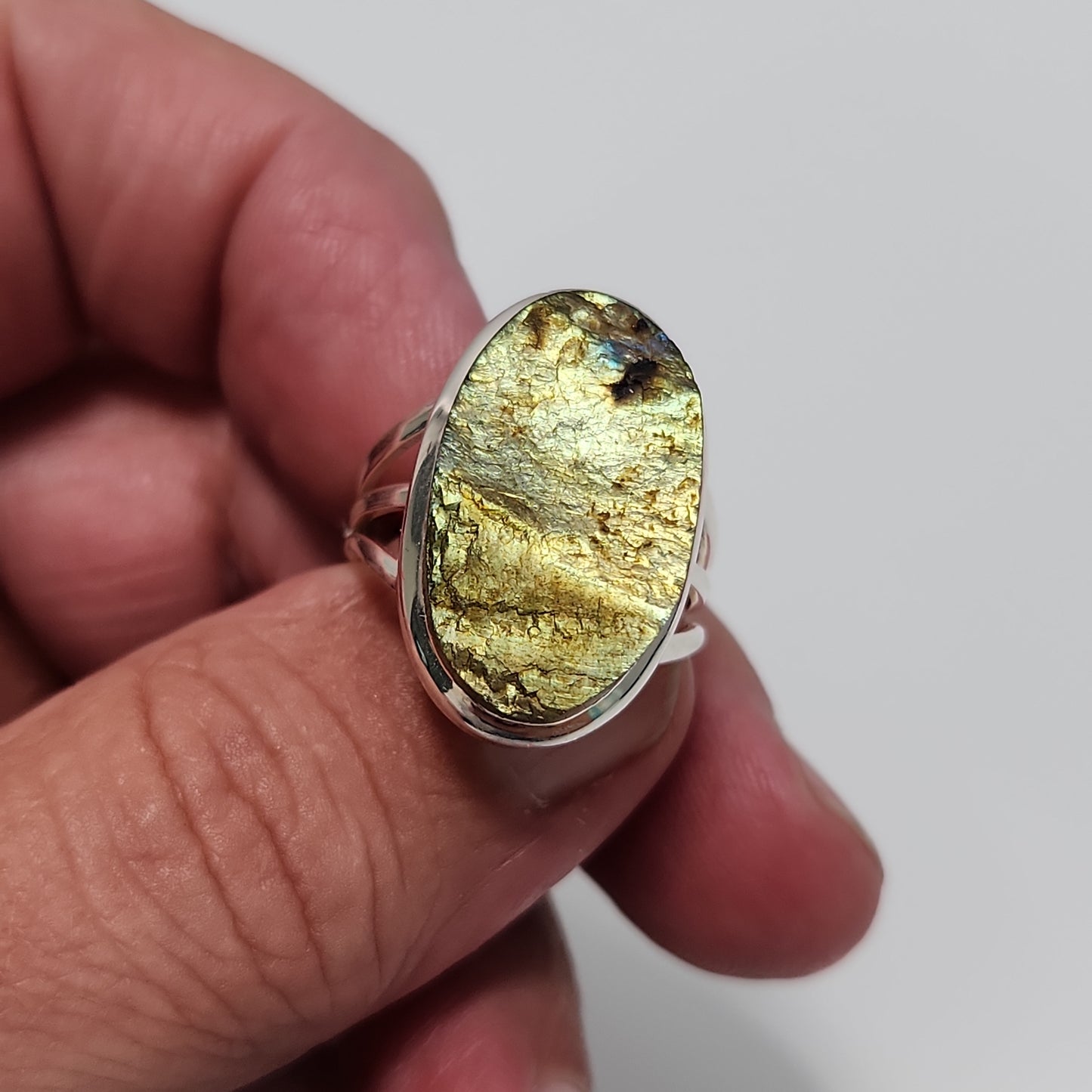 Raw Labradorite Ring sz 9.5
