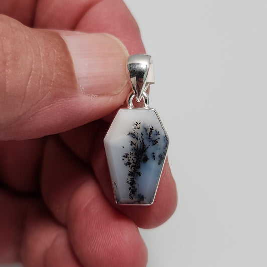 Dendrite Opal Coffin Pendant