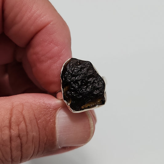 Tibetan Tektite Ring sz 7