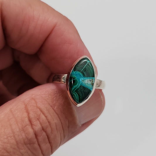 Malachite Chrysocolla Ring sz 8.5