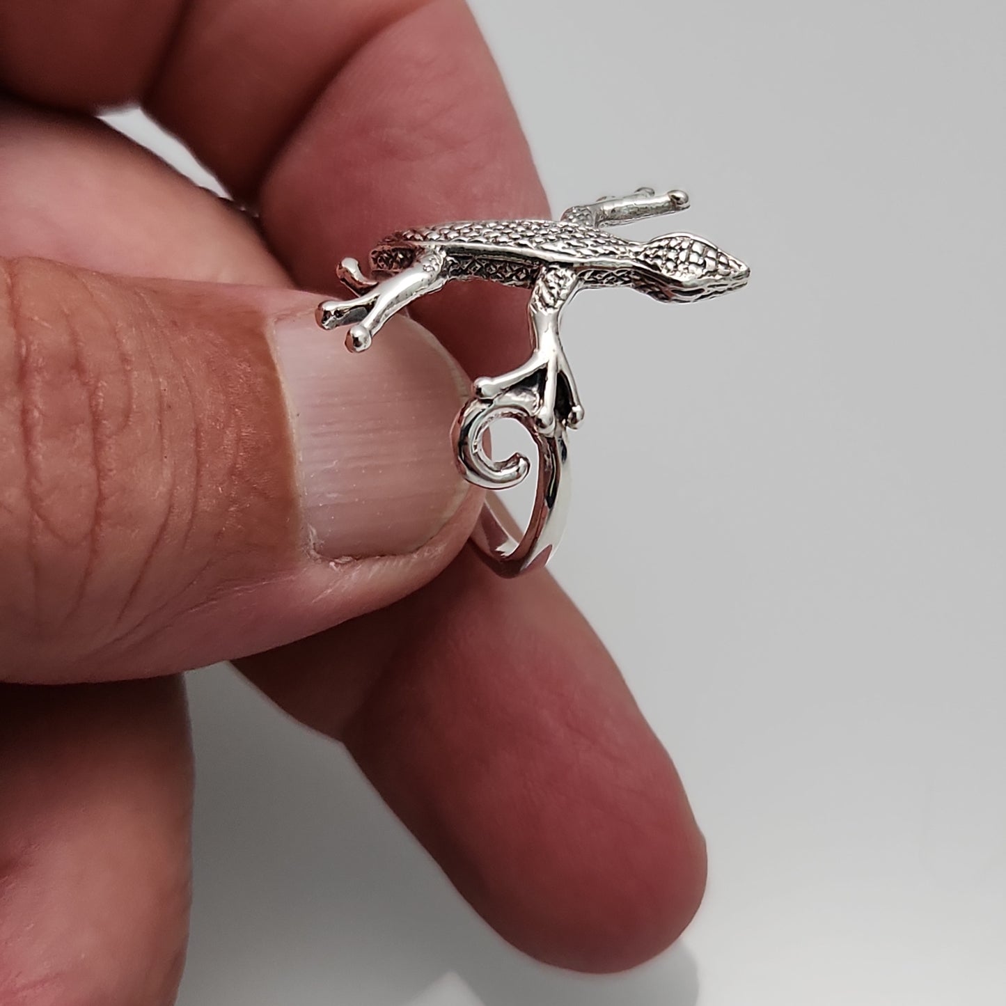 Gecko Silver Ring sz 9