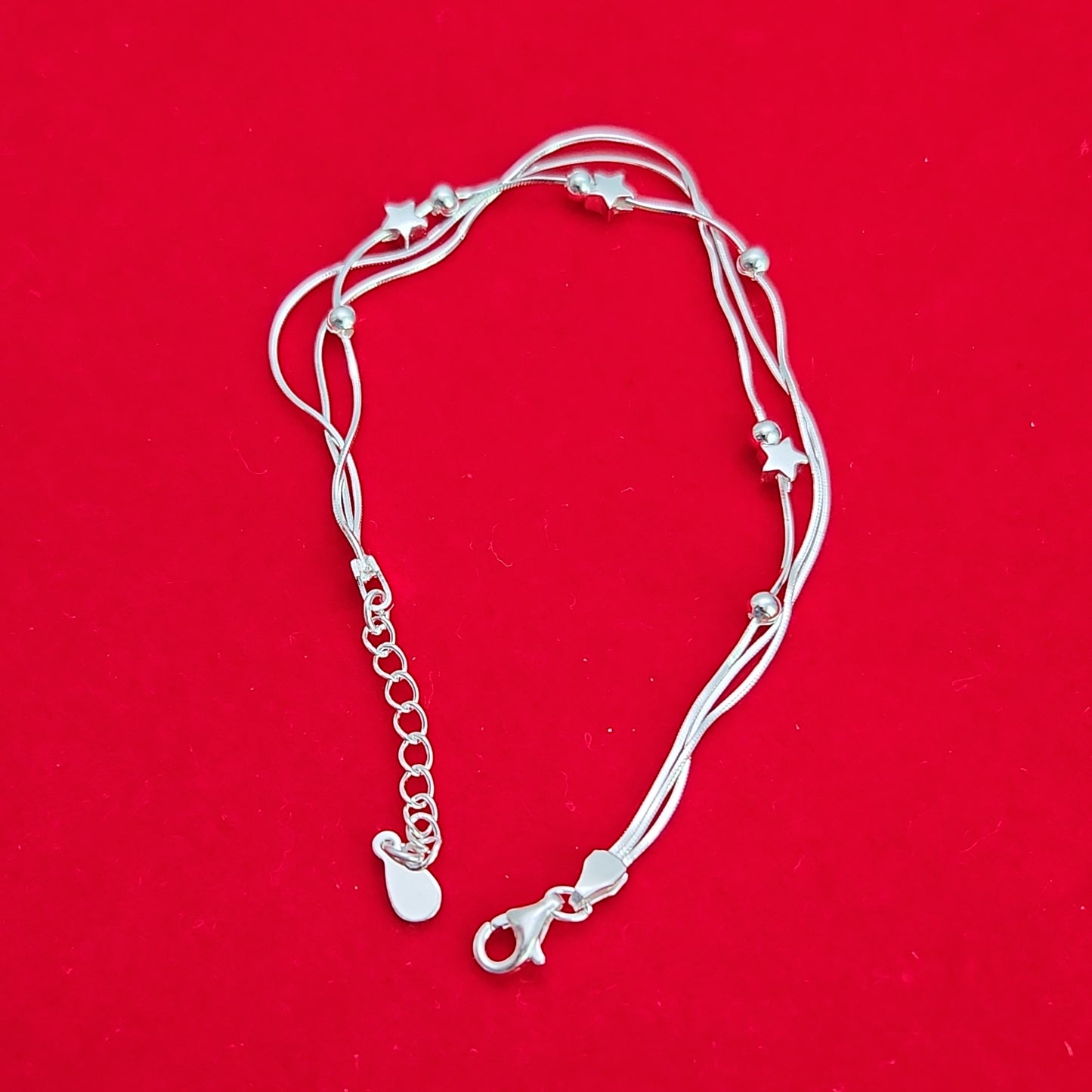 Triple Strand Adjustable Bracelet Sliding Charms