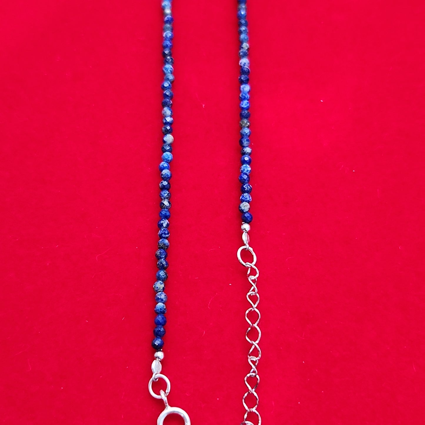 Lapis & Silver Bead Anklet Adjustable 9.5-10.5"