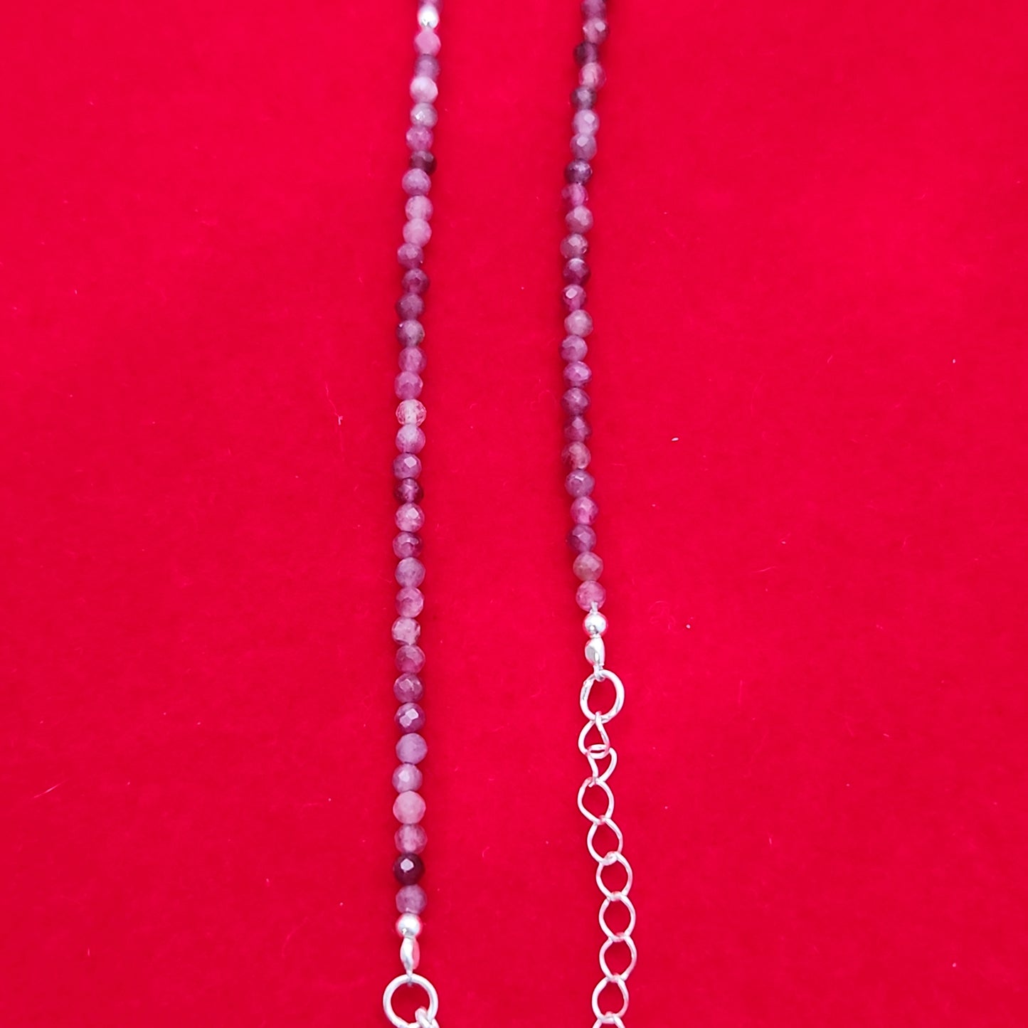 Ruby & Silver Bead Anklet Adjustable 9.5-10.5"