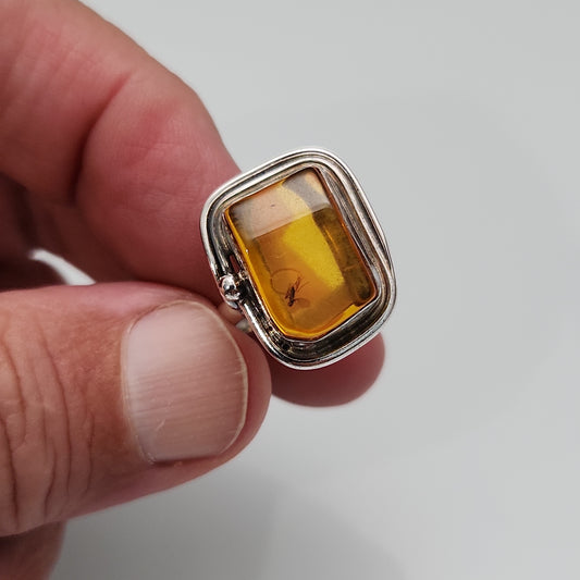 Amber (insect) Ring sz 7