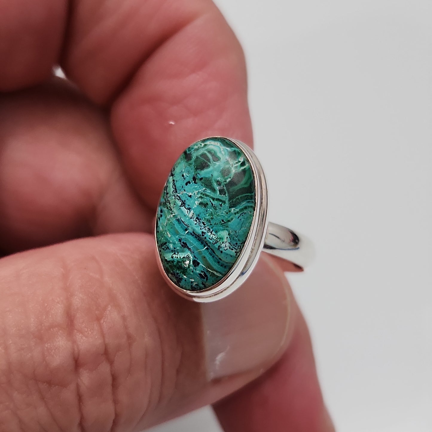 Malachite Chrysocolla Ring sz  8