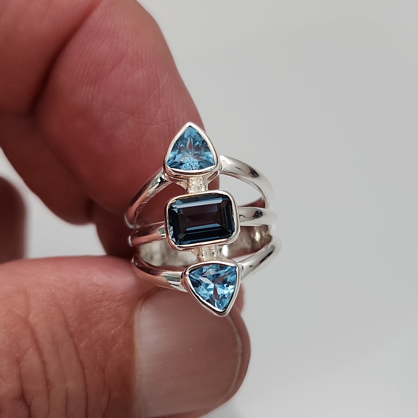 Swiss Blue & London Blue Topaz Ring sz 5, 6, 8