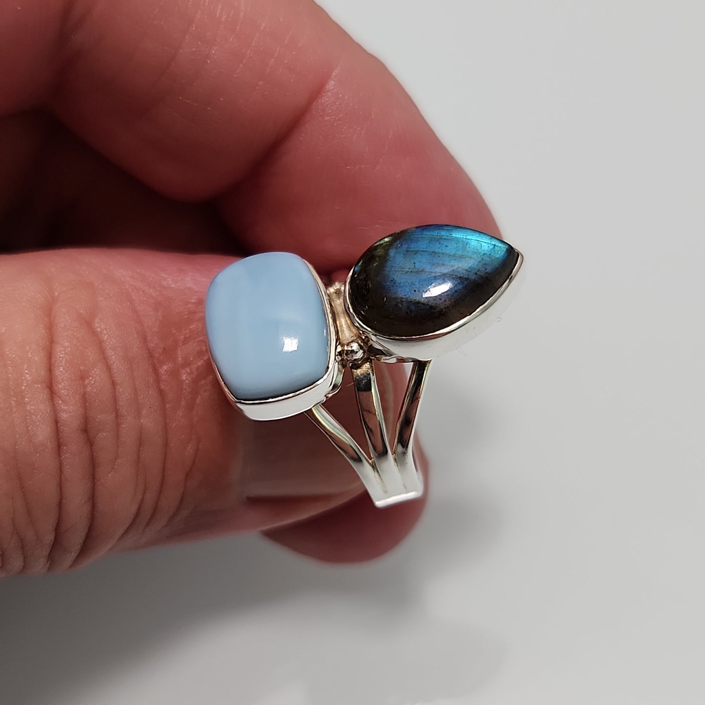 Owyhee Blue Opal Labradorite Ring sz 7.5
