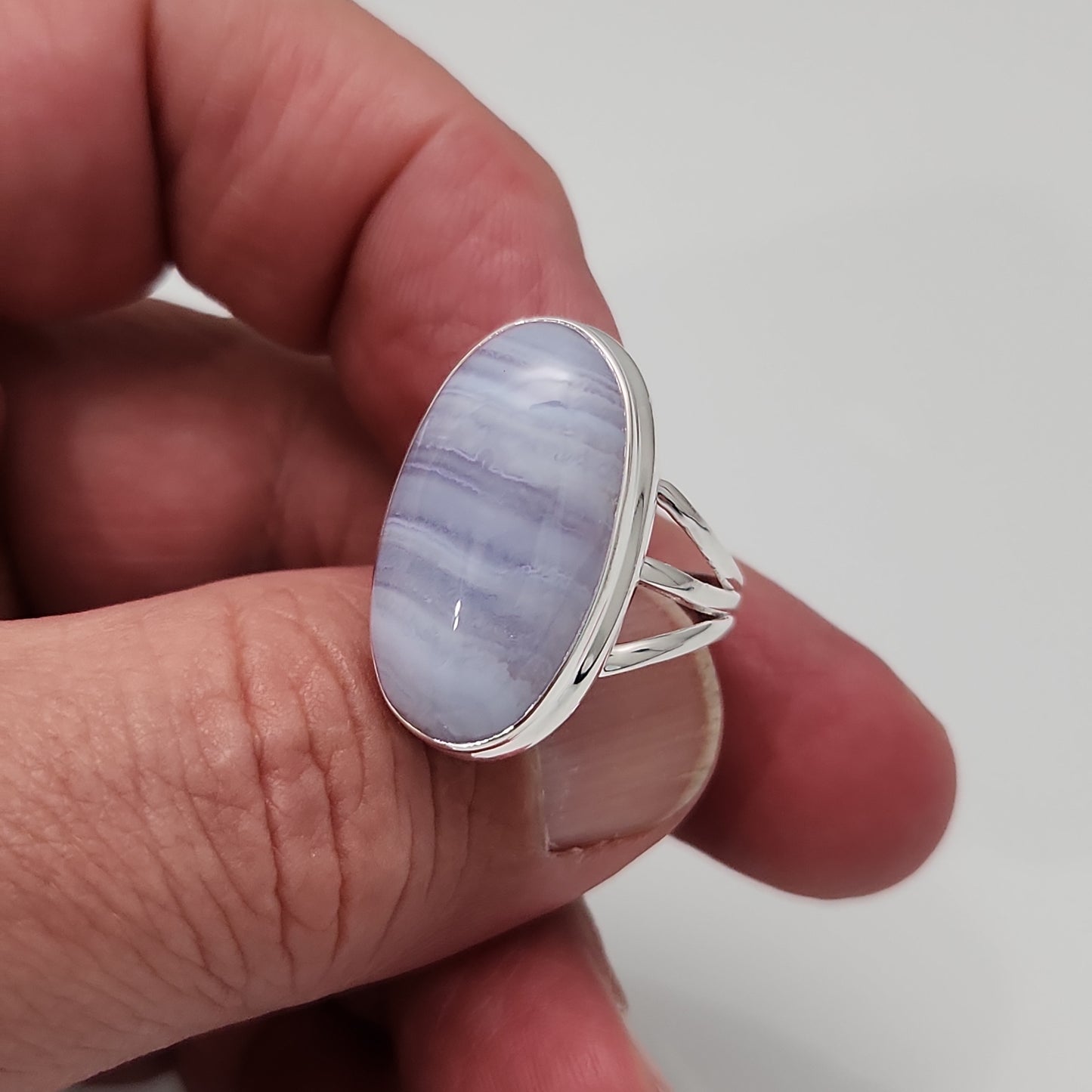 Blue Lace Agate Ring sz 8.5