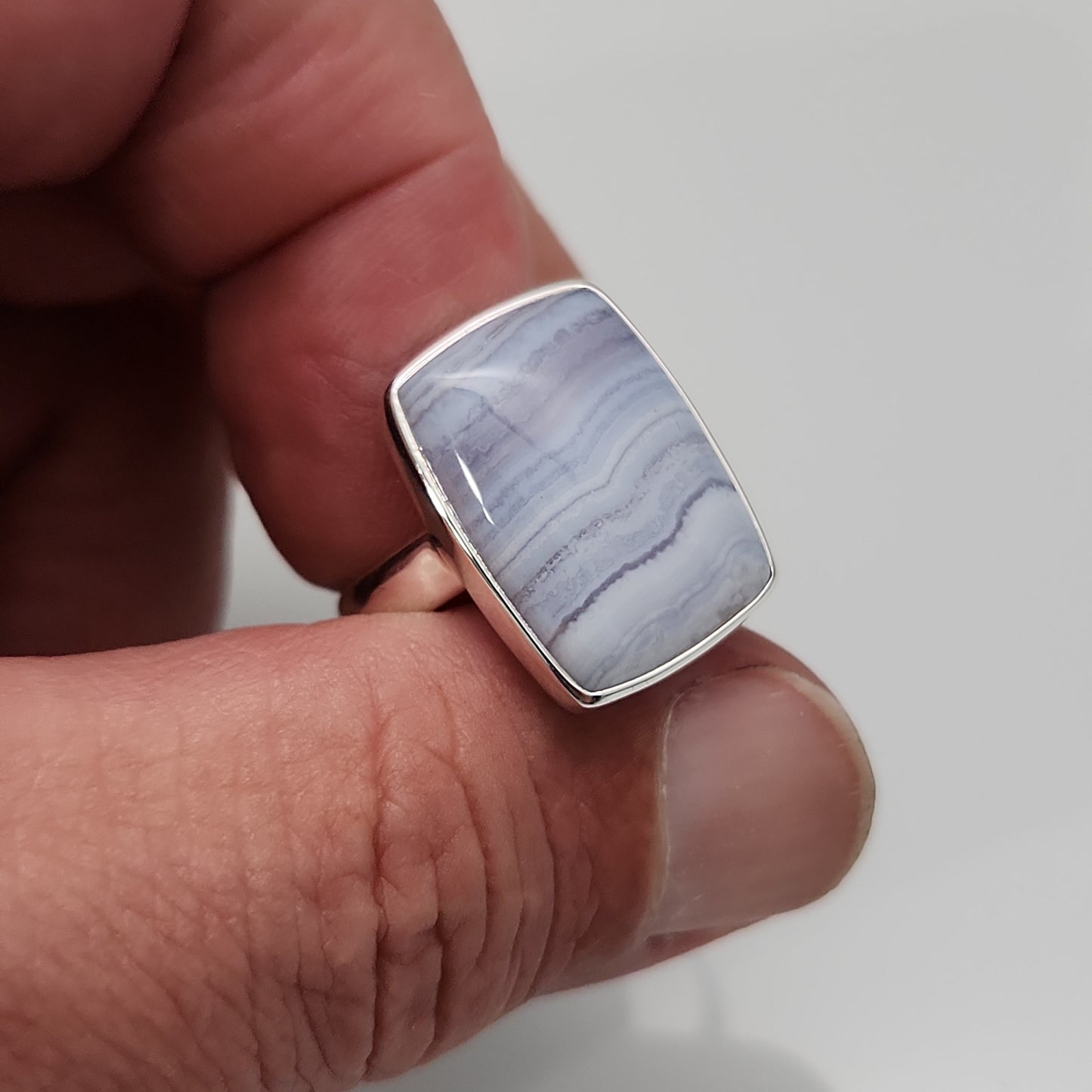 Blue Lace Agate Ring sz 10.5