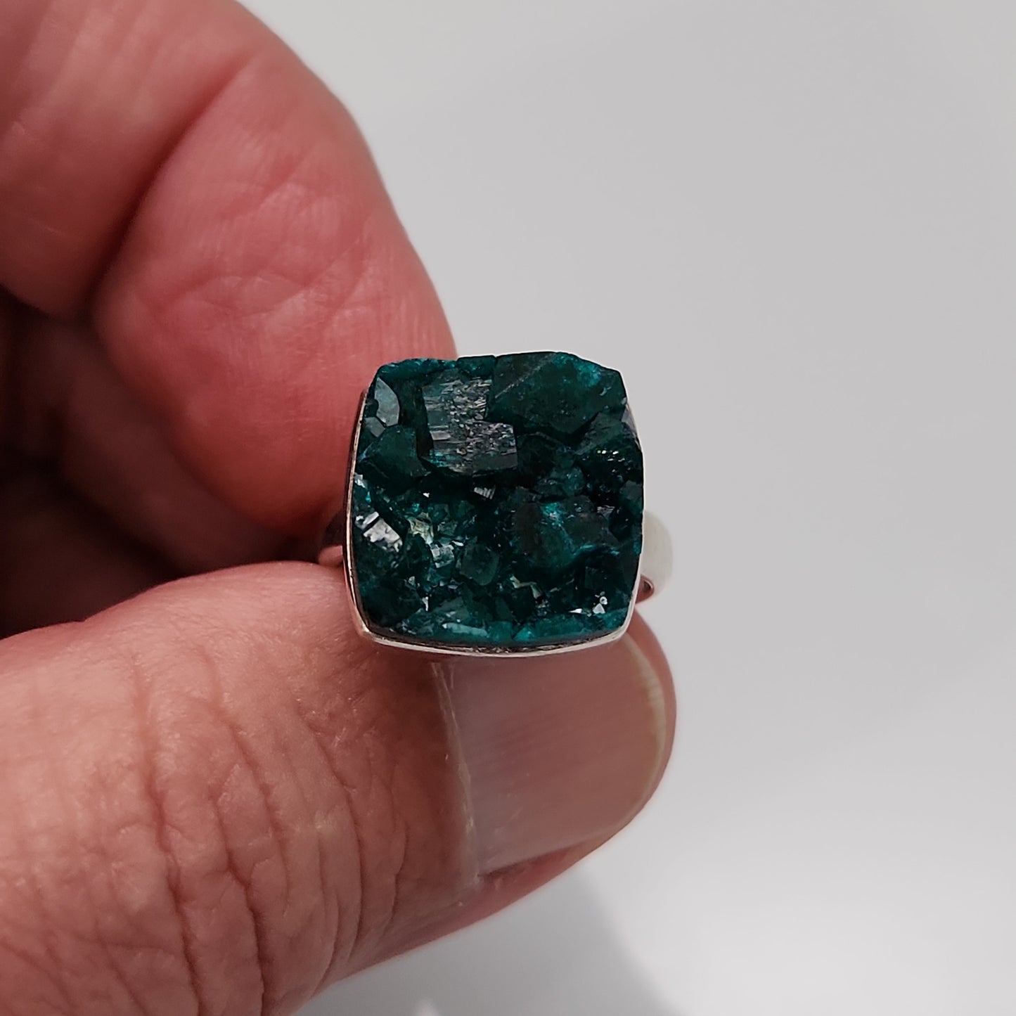 Dioptase Druzy Ring sz 6.5