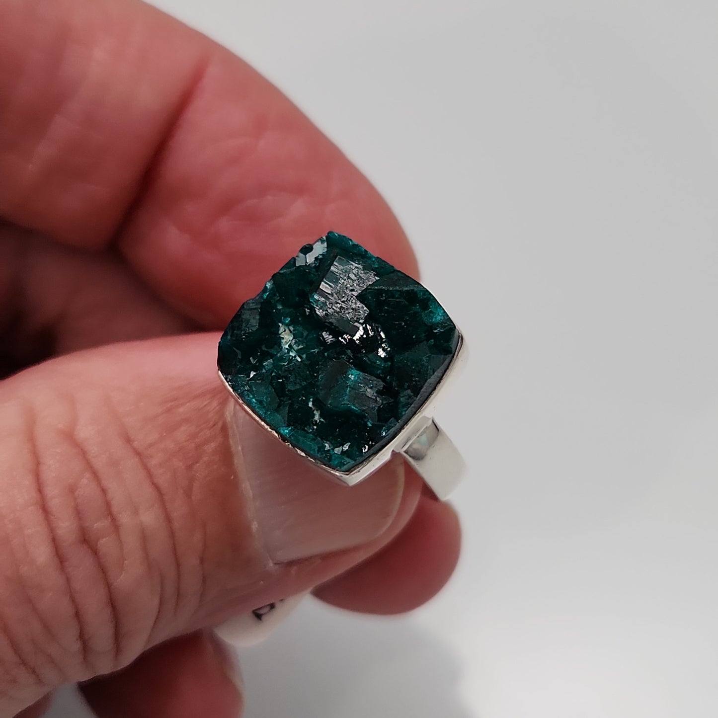 Dioptase Druzy Ring sz 6.5