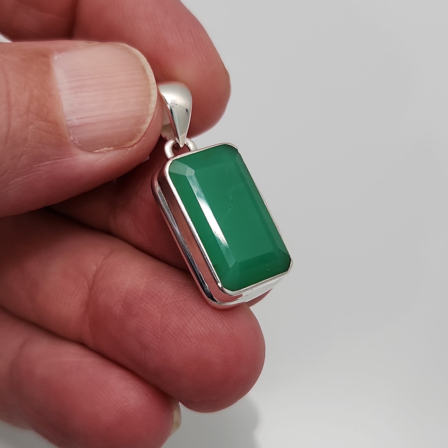 Faceted Chrysoprase Gem Pendant