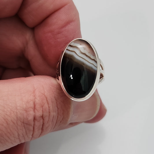 Banded Agate Ring sz 7.5