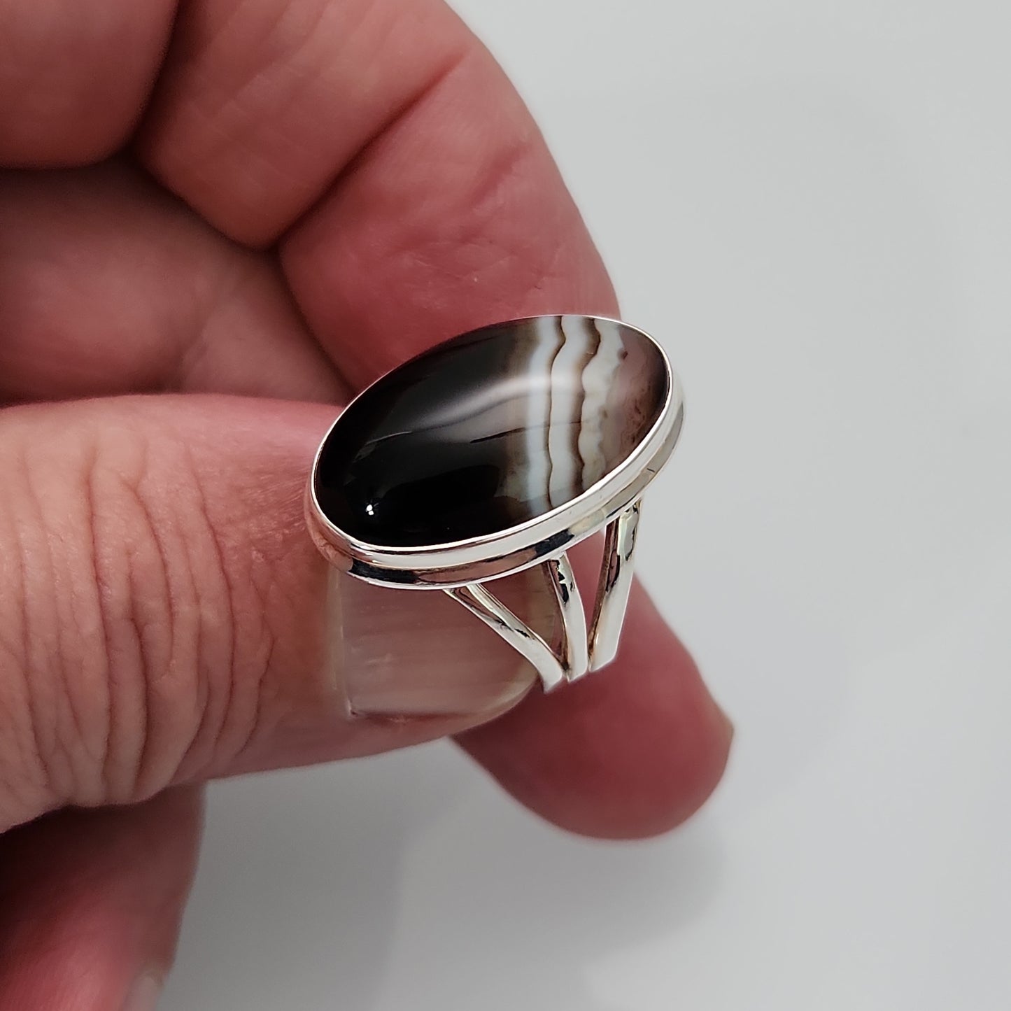 Banded Agate Ring sz 7.5