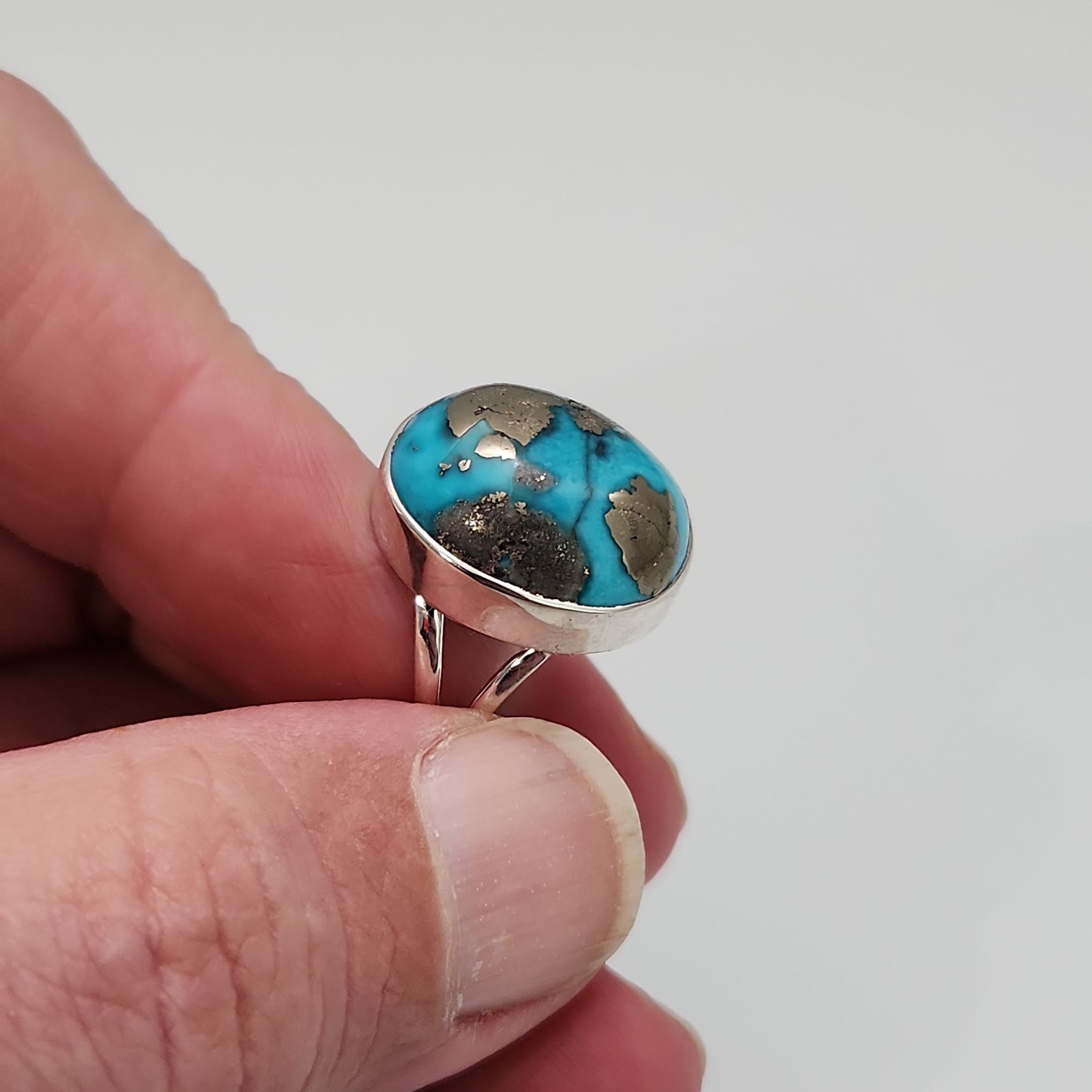 Turquoise with Pyrite Ring sz 6