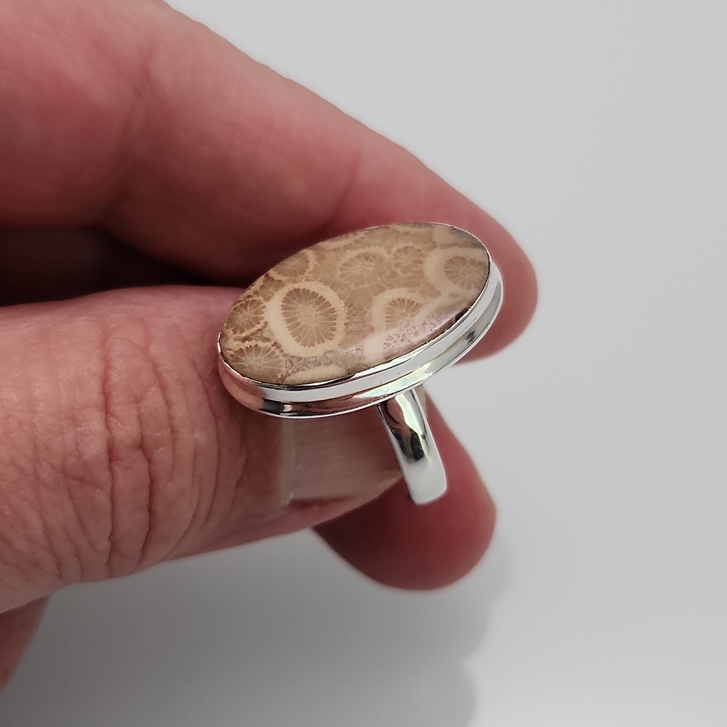 Fossil Coral Ring sz 8.5