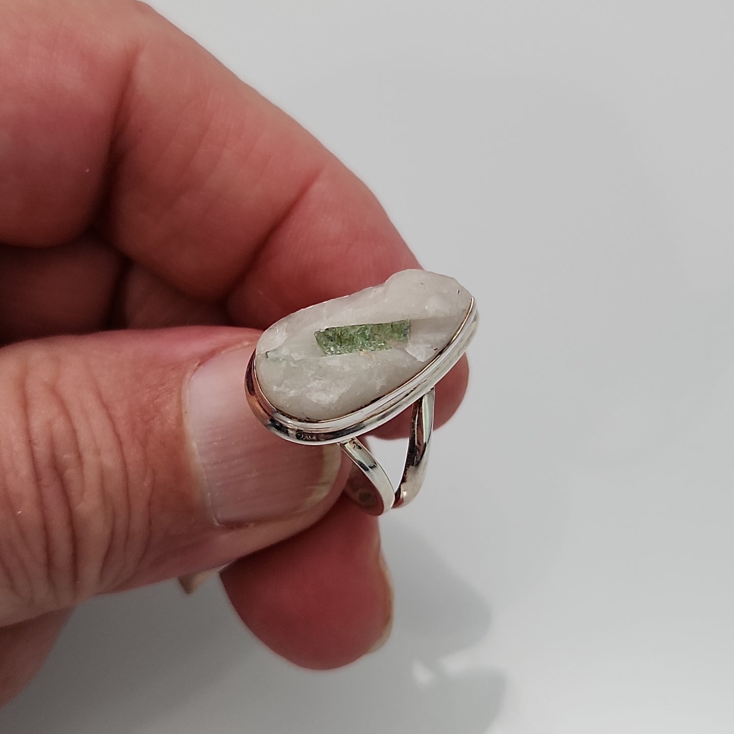 Tourmaline in Quartz Ring sz 6.5