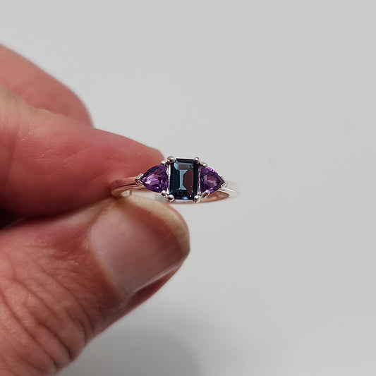 London Blue Topaz & Amethyst Ring sz 5-10