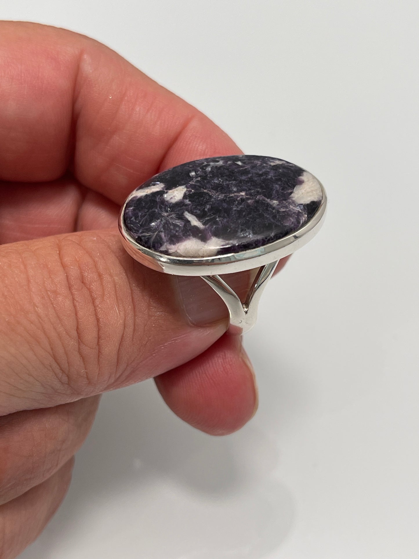 Lepidolite with Quartz Ring sz 8