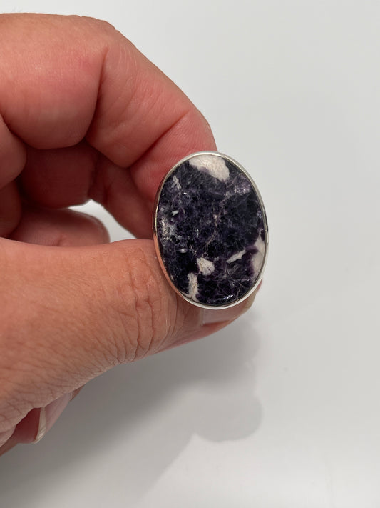 Lepidolite with Quartz Ring sz 8