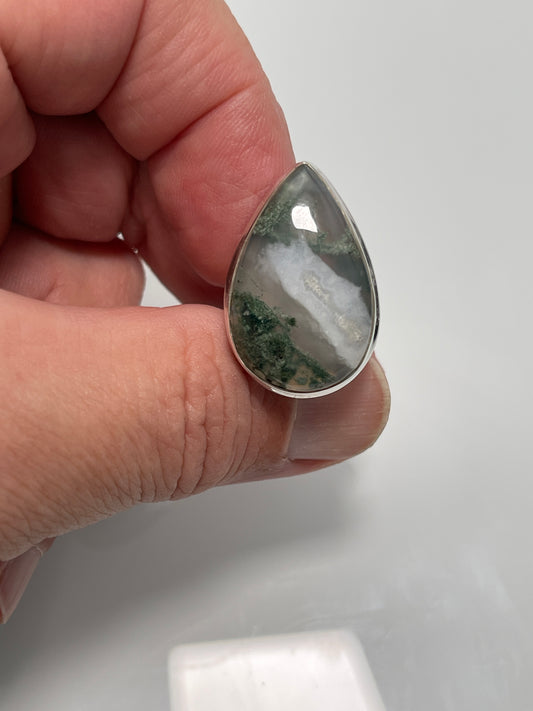 Moss Agate Ring sz 6.5