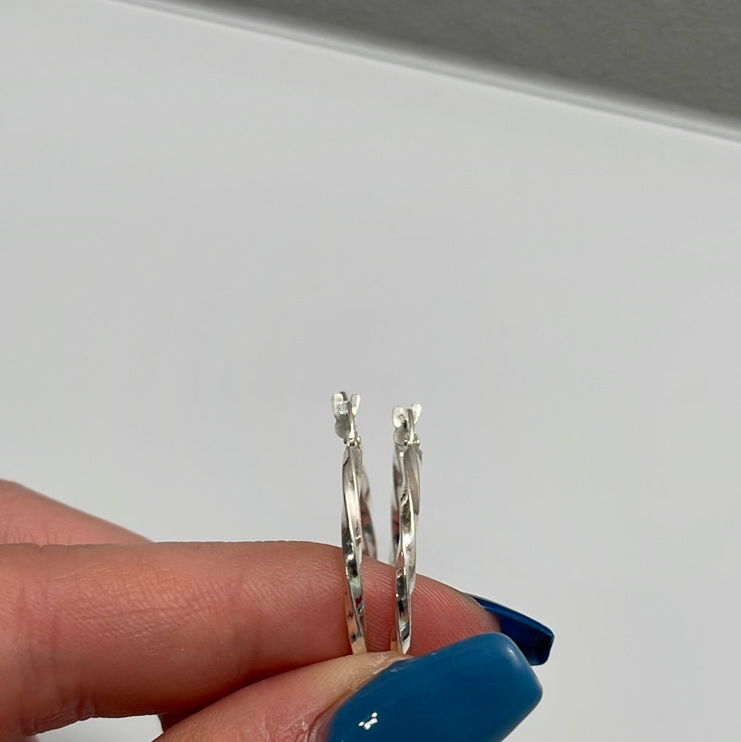 Medium Italian Sterling Silver Twist Hoop Earrings