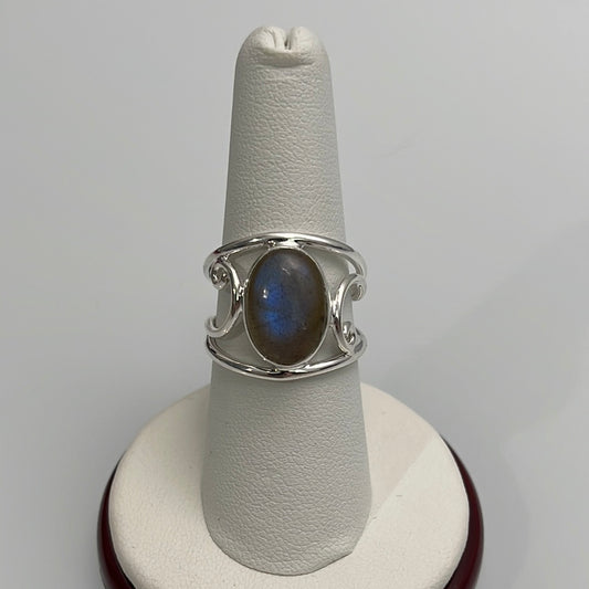 Labradorite Curly Q Rings Sizes 5-12