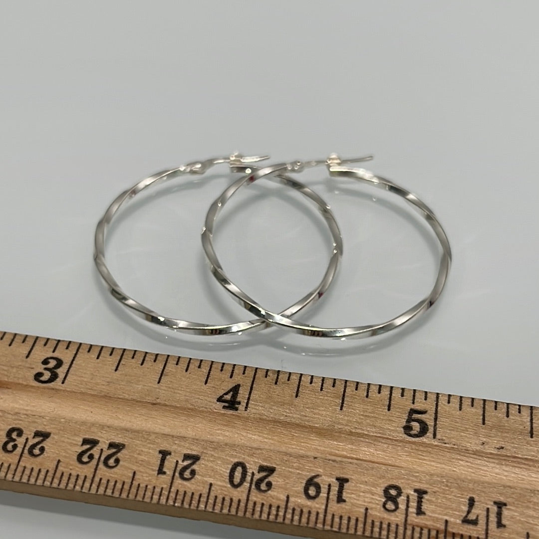 Medium Italian Sterling Silver Twist Hoop Earrings