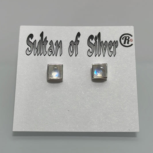 Square Moonstone Bezel Set in Sterling Silver
