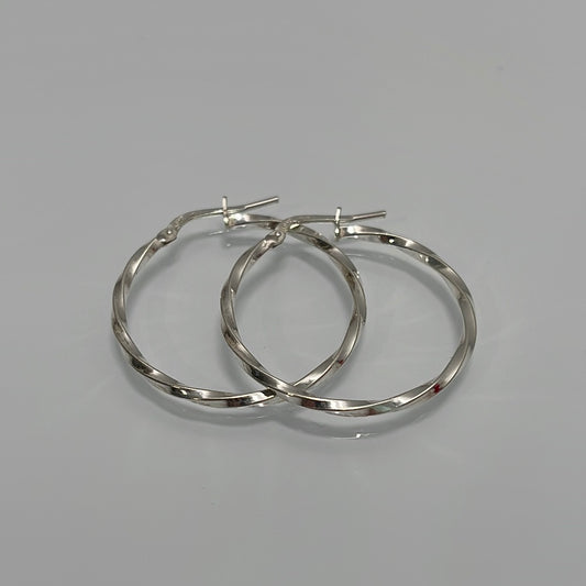 Medium Italian Sterling Silver Twist Hoop Earrings